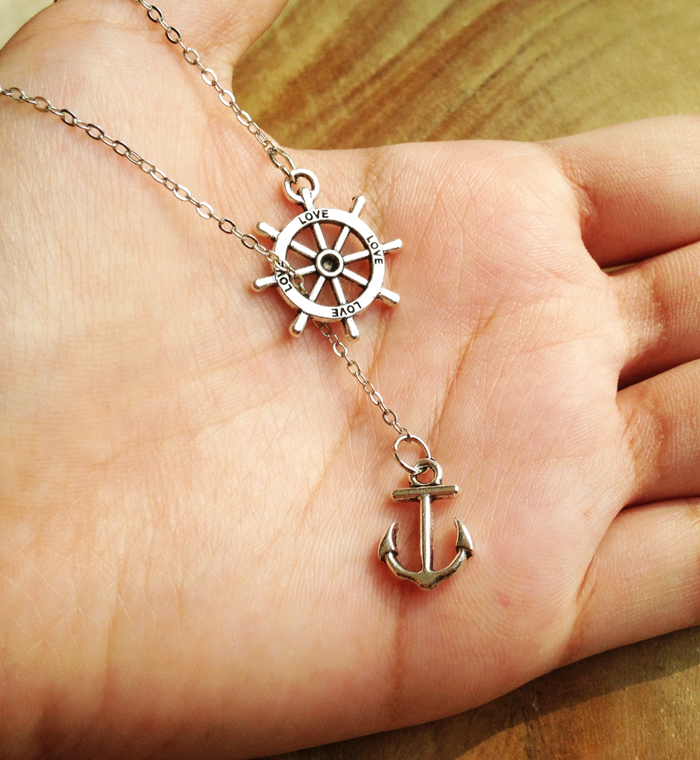 Navy Anchor Pendant Necklace Navy Necklace Anchor Necklace Anchor